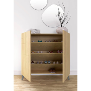 Zapatero Bergen melamina roble patas gris 87x90x27 cm