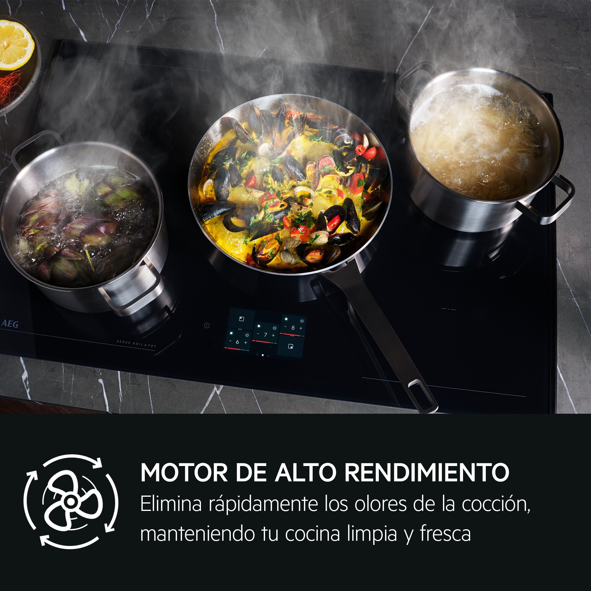 AEG Campana extractora integrada Serie 6000 Hob2Hood de 120 cm GDE682HM | Reacondicionado