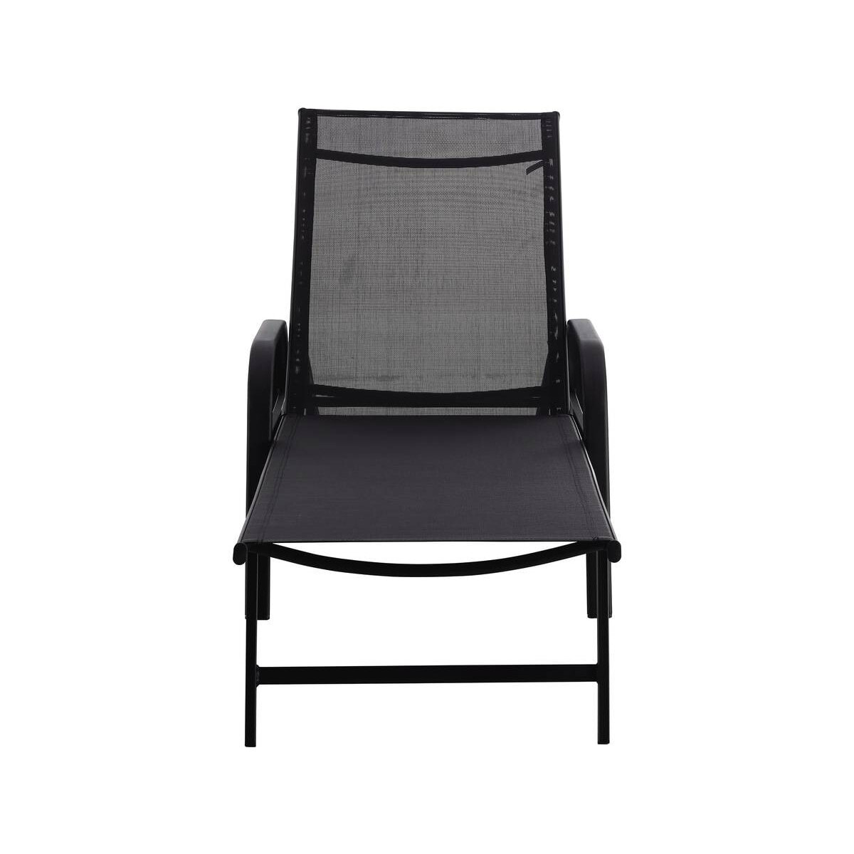 Lot de 2 Bains de soleil en métal avec accoudoirs "Farniente" - Noir