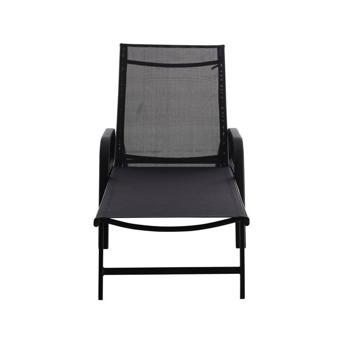 Lot de 2 Bains de soleil en métal avec accoudoirs "Farniente" - Noir