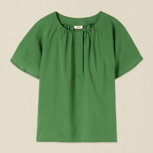 Oltre - Blusa de viscosa con drapeado - Verde