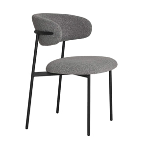 Erica - lot de 2 chaises en tissu bouclette - pieds en acier - Gris