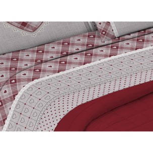 Completo Lenzuola In 100% Cotone Chalet Rosso