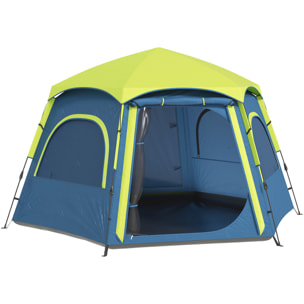 Tienda de Campaña para 2-4 Personas Tienda de Camping Plegable con Fácil Instalación Ventanas de Malla Gancho y Bolsa de Transporte Protección UV Impermeable para Senderismo Azul y Verde