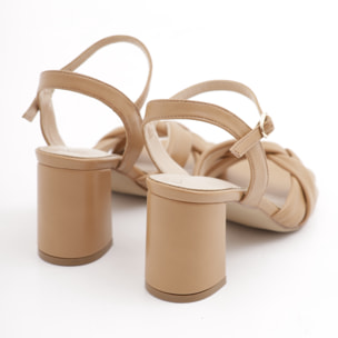 SANDALO TRECCIA CHOCOLA' CUOIO