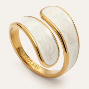 Anello Abbraccio White Acciao Placcato Oro