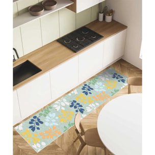 Passatoia tappeto cucina bagno ingresso multiuso, disegno foglie stile naturale