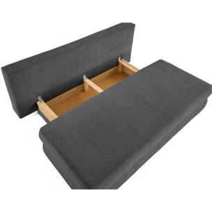Nora - canapé 3 places convertible avec coffre en tissu texturé - Gris foncé