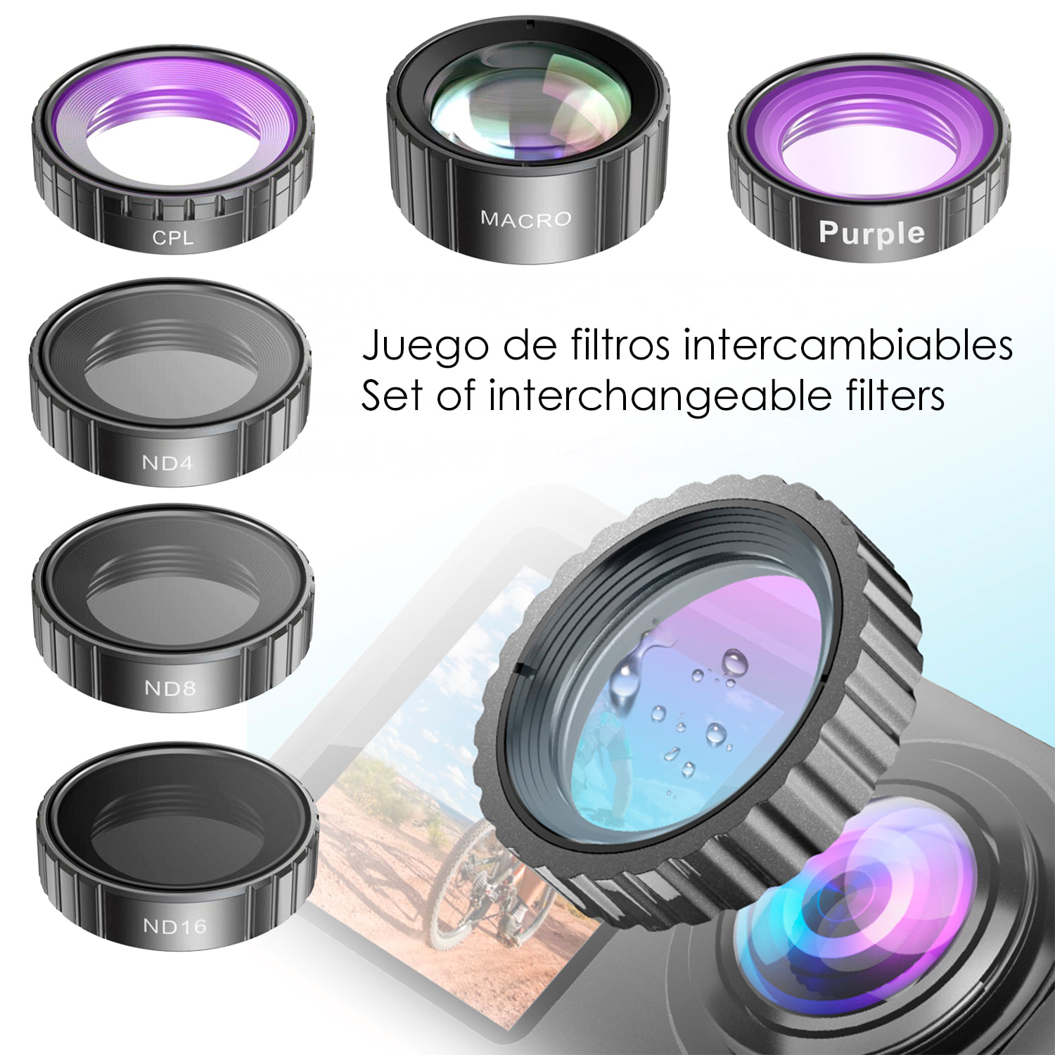 Camera Sportiva M81 TR 5k 30fps con 50 mpx, doppio schermo da 2" e 1.3" con moltissimi accessori sportivi e WIFI.