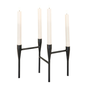 Portacandele in acciaio nero a quattro bracci 5x28x21 cm
