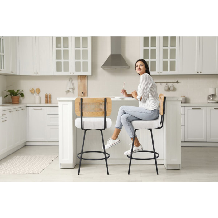 Lot de 2 chaises hautes en tissu "Wilfried" - 51 x 44 x 95 cm - Beige