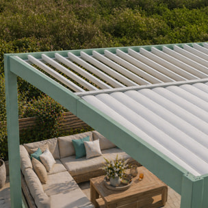 Pergola bioclimatique structure et lames orientables en aluminium vert 4x3m SOPRON