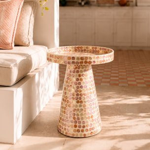 Table d'appoint en coquille de capiz rose ELORA