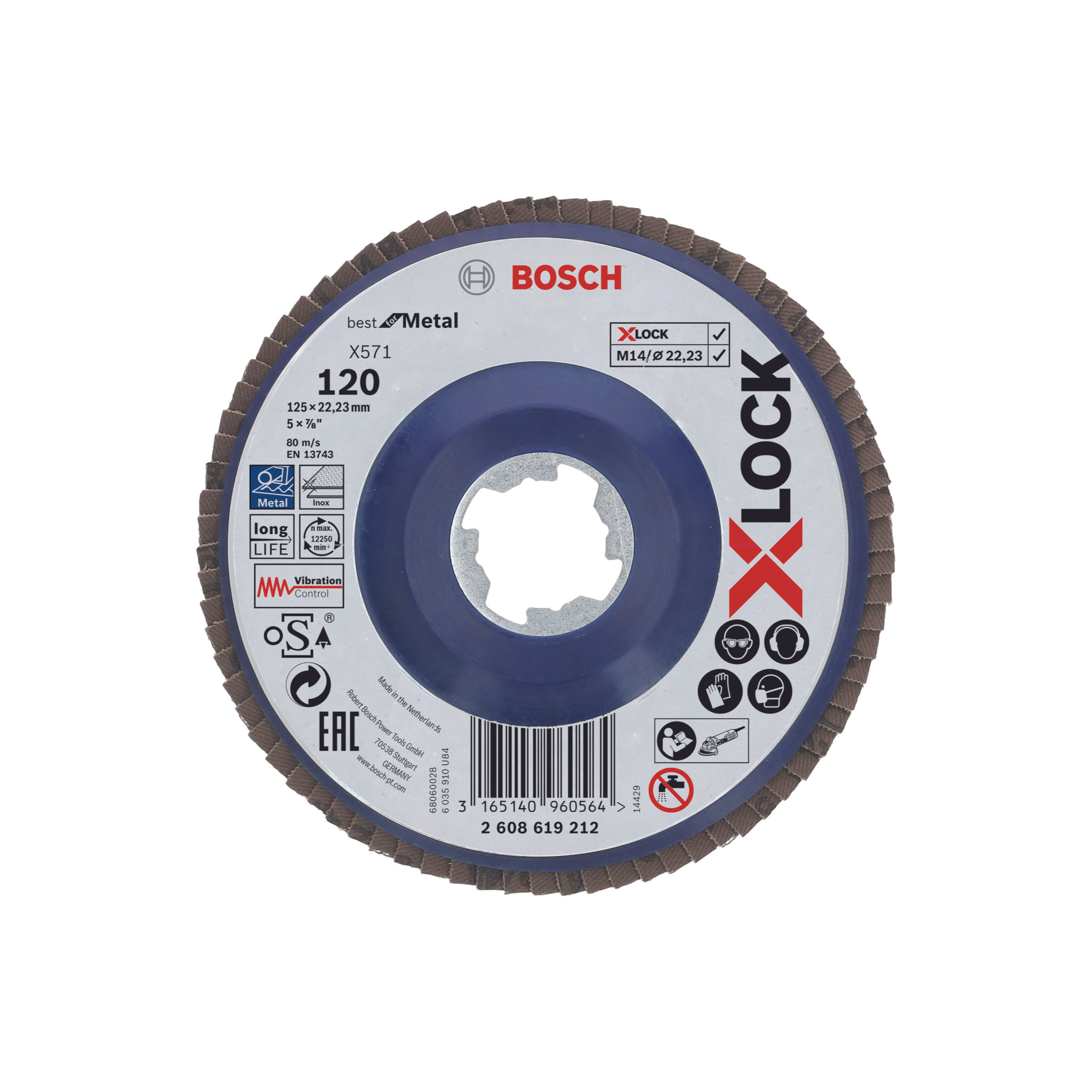 Disque X-Lock lamelle plat Best Metal BOSCH Ø125 Grain 120 - 2608619212