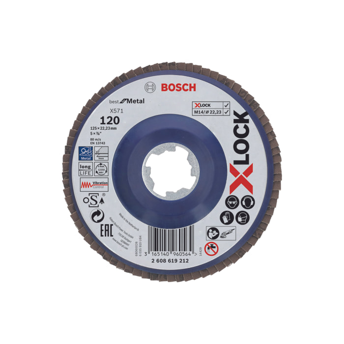 Disque X-Lock lamelle plat Best Metal BOSCH Ø125 Grain 120 - 2608619212