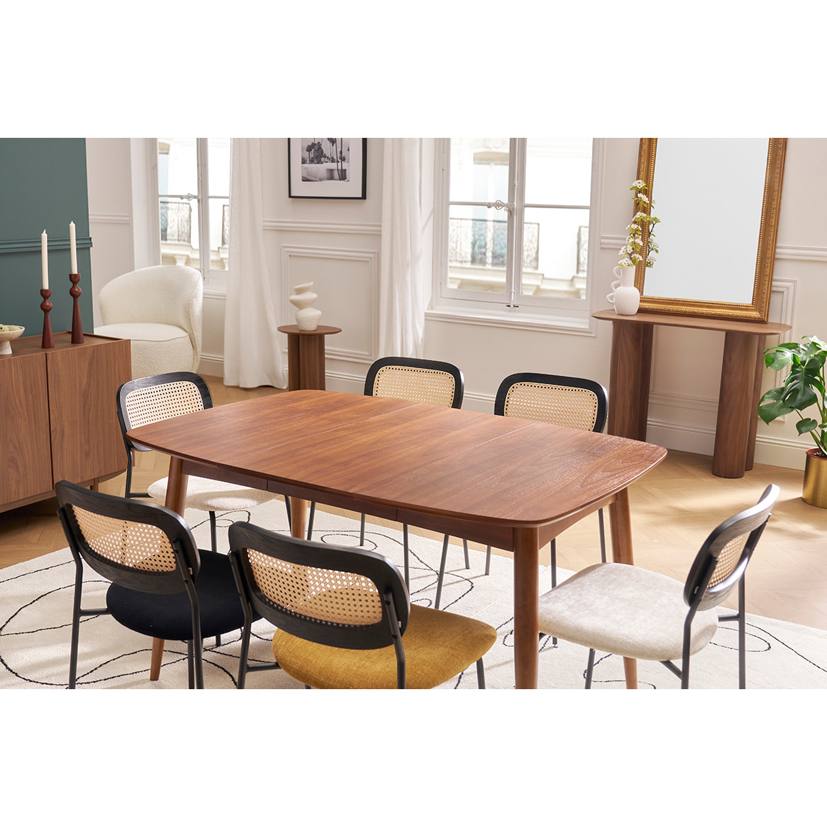 Table à manger extensible carrée en bois foncé L90-130 cm NORDECO