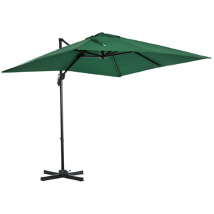 Sombrilla de Jardín de Aluminio 245x245x248 cm Parasol Excéntrico con Manivela Giratorio 360° Inclinación de 5 Niveles Tela Desmontable Crema