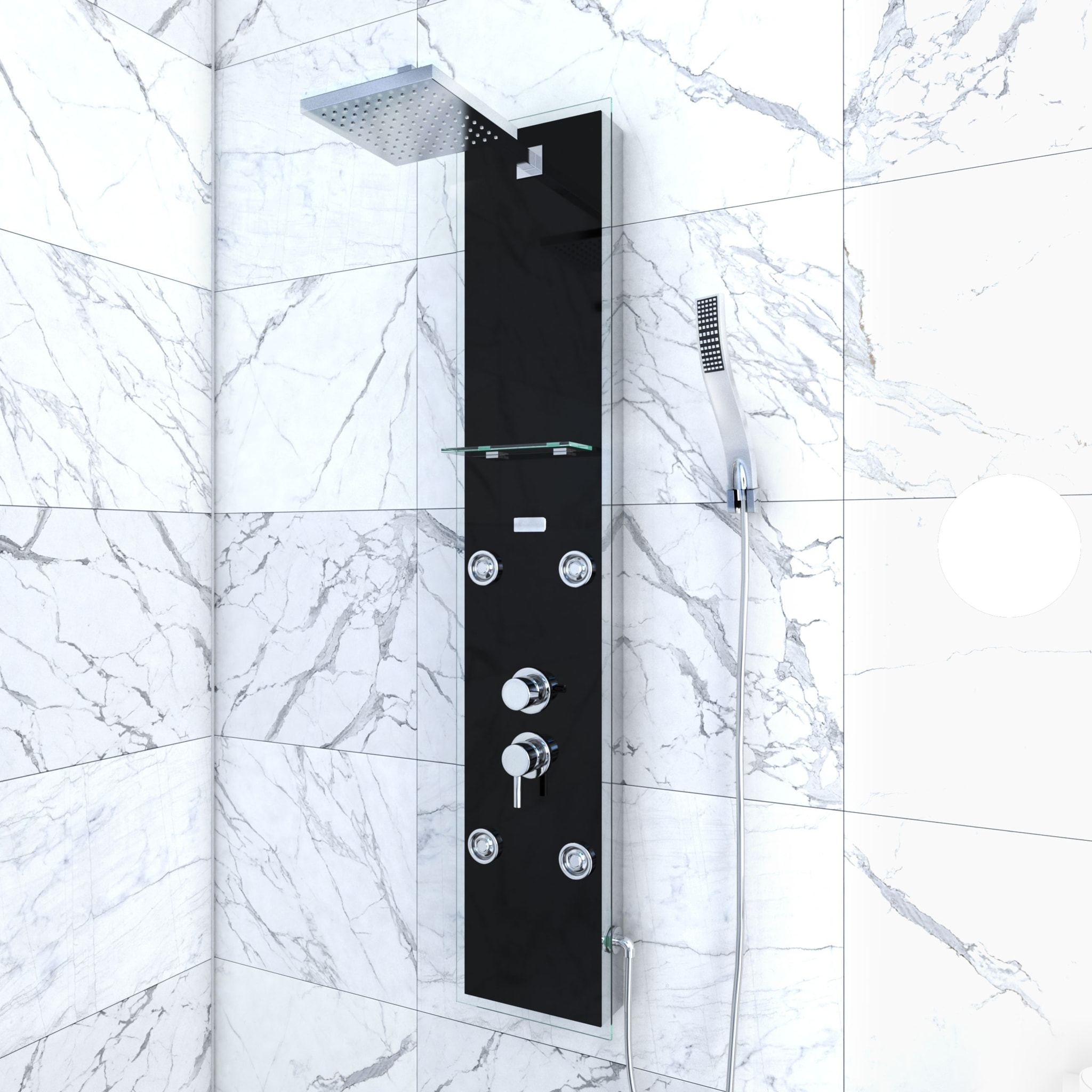 Colonne de douche a hydromassage - 22x125cm - en verre trempe + buses hydromassantes - EPSILON BLACK