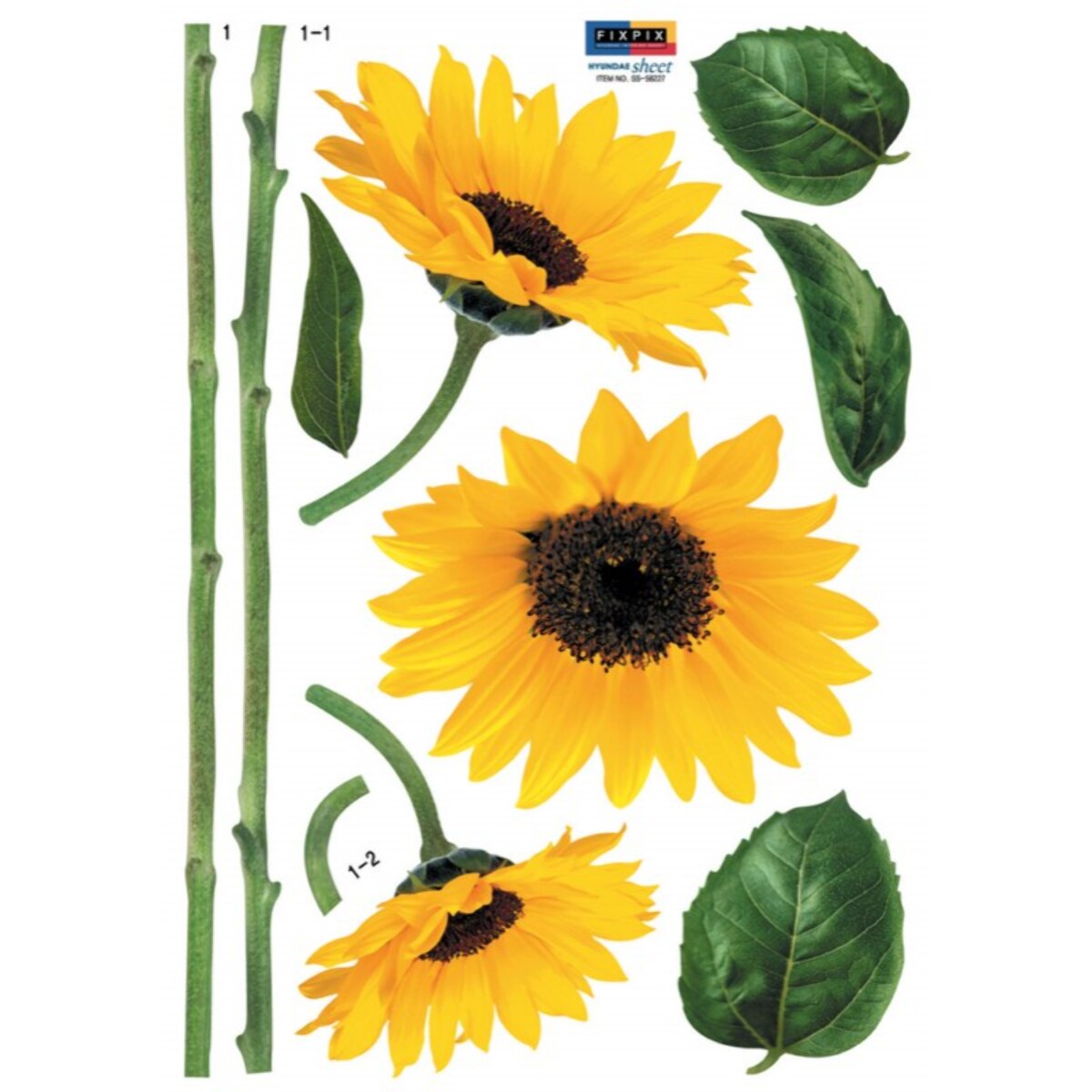 Stickers Muraux décoration adhésifs fleurs Tournesols