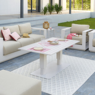 Table de jardin relevable rectangulaire "Salimia" avoine 150 x 80 x 69cm en aluminium