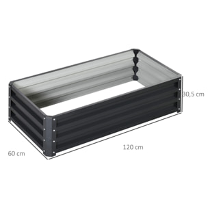 Lot de 2 carrés potager de jardin dim. 120x60x30 cm tôle d'acier ondulée gris