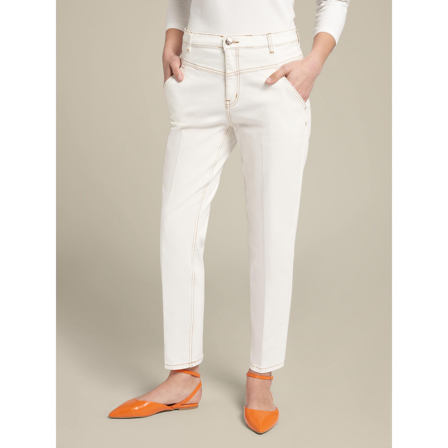 Elena Mirò - Pantaloni slim fit con impunture a contrasto - Bianco