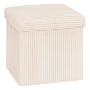 Pouf pliant Arum ivoire 38x38cm