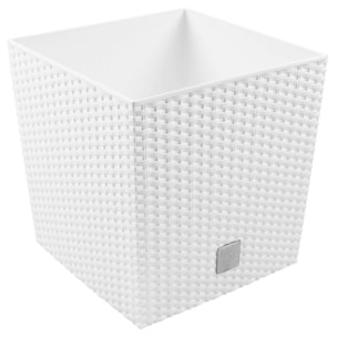 Maceta Rattan effect 64 litros con cubilete para plantar en color blanco