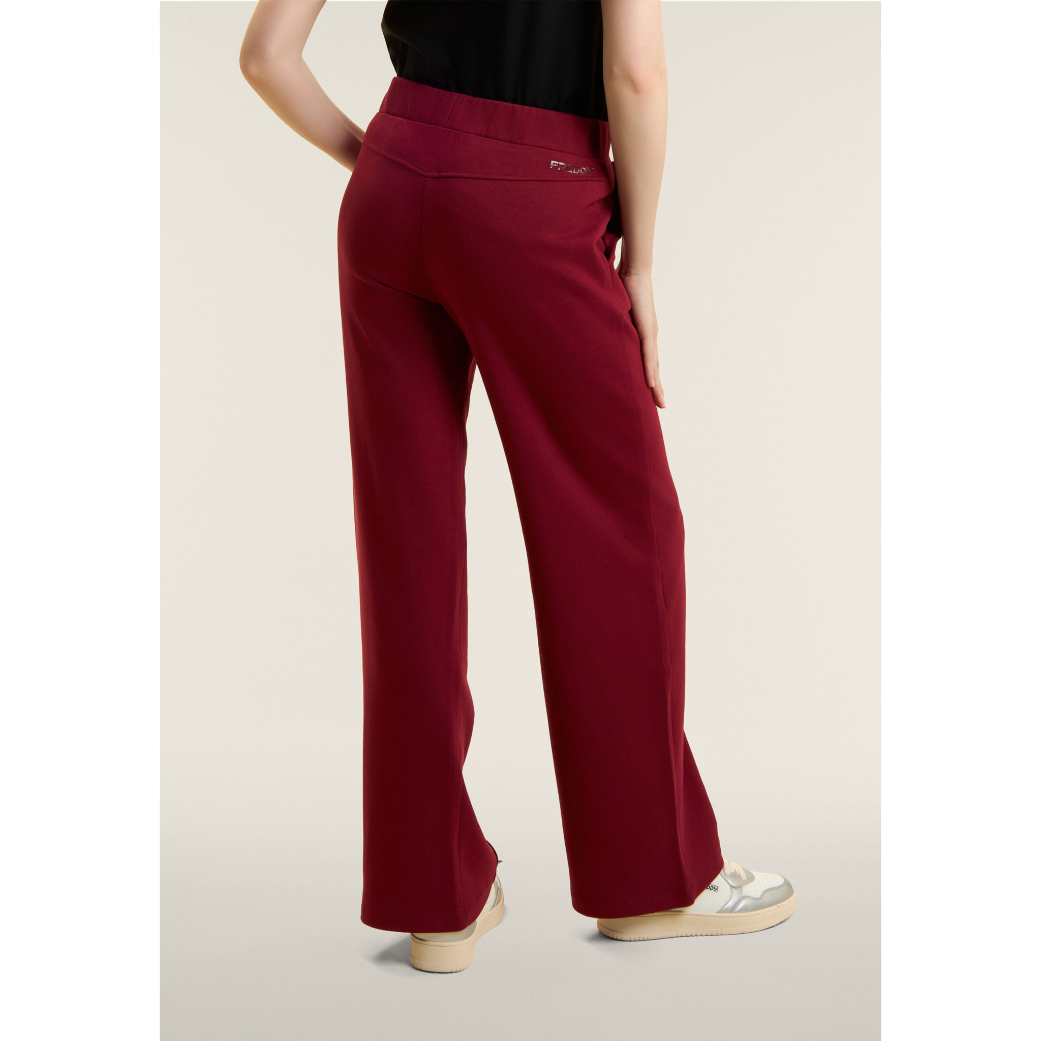 Pantaloni Sportivi con Gamba Wide Leg e Logo Ricamato