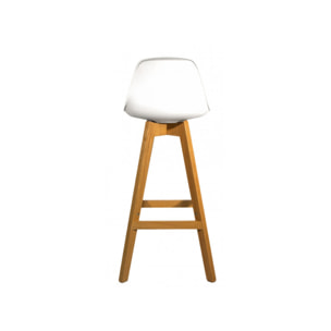 Tabouret de bar en plastique avec piètement bois - 2 coloris - MEL