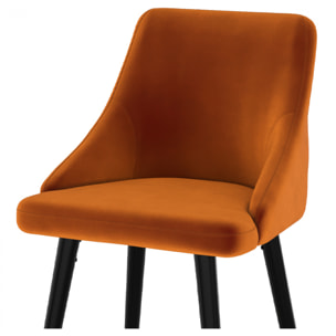 Chaise de bar Aristote en velours orange 77.5 cm (lot de 2)