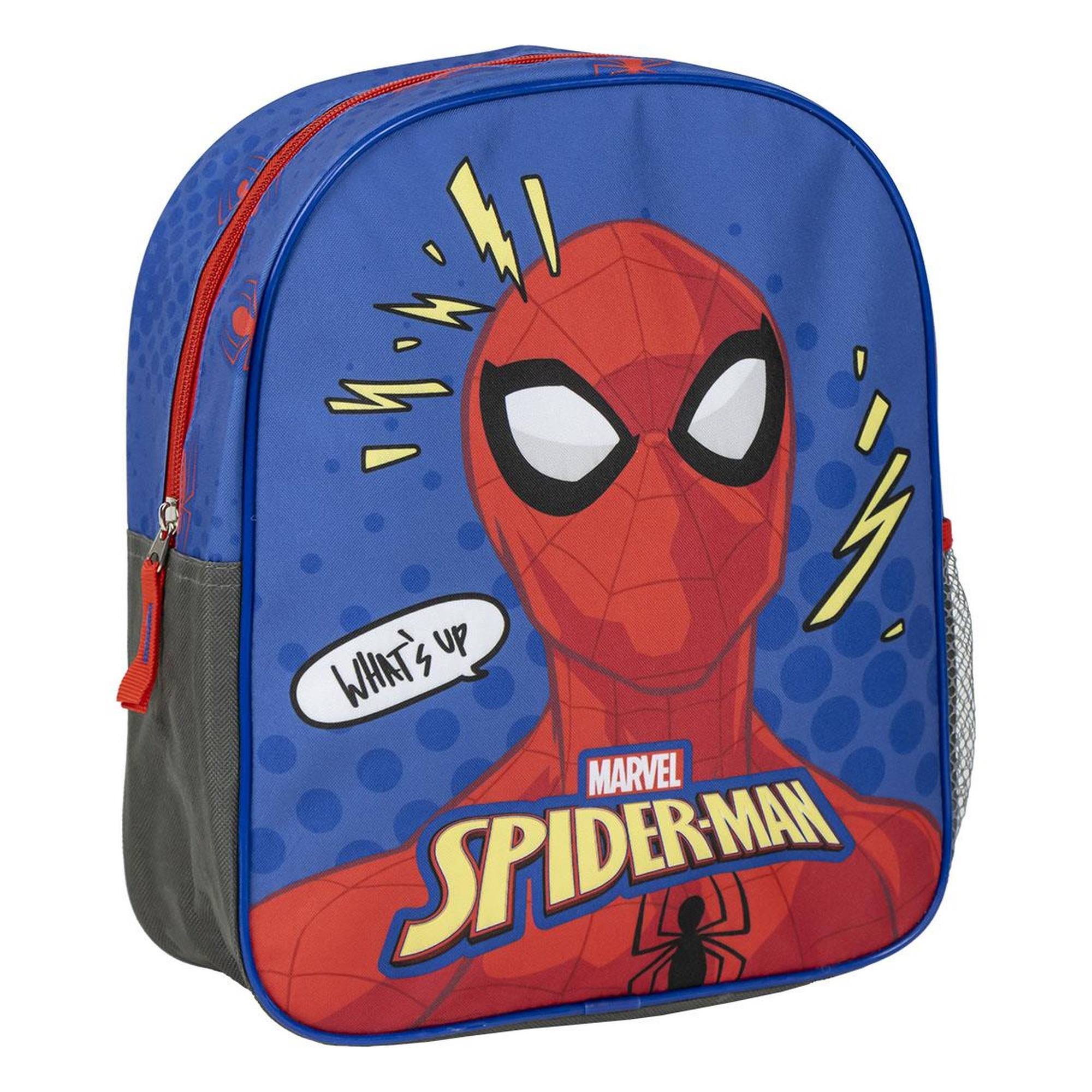 Mochila infantil de spiderman - color azul - cierre de cremallera - 25x20x29 cm - mochila escolar - asas acolchadas