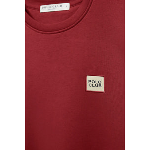 Felpa a girocollo rosso scuro organica Neutrals con logo