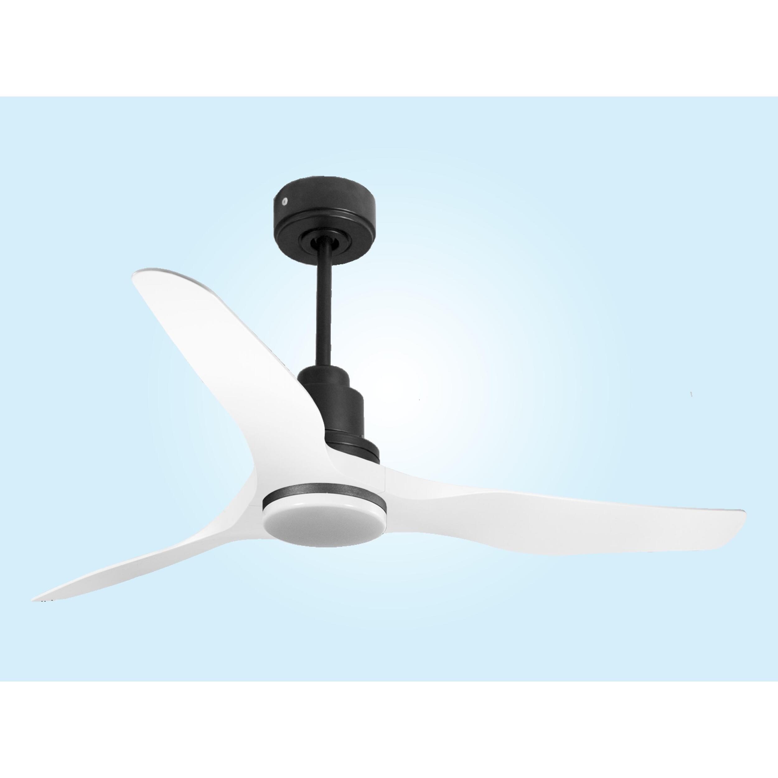 Ventilateur de plafond Réversible  Thermostat Dimmable Wifi Moteur à courant continu Toits en pente Télécommande Lumière à trois tons Adaptateur 2/3 Lames