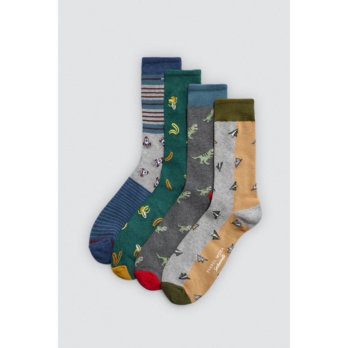 Confezione da 4 calzini anti-pressione stampati