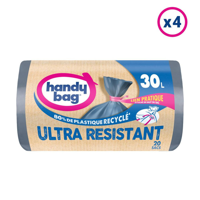 4x20 Sacs poubelle Ultra Resistant 30L Lien Pratique - Handy Bag