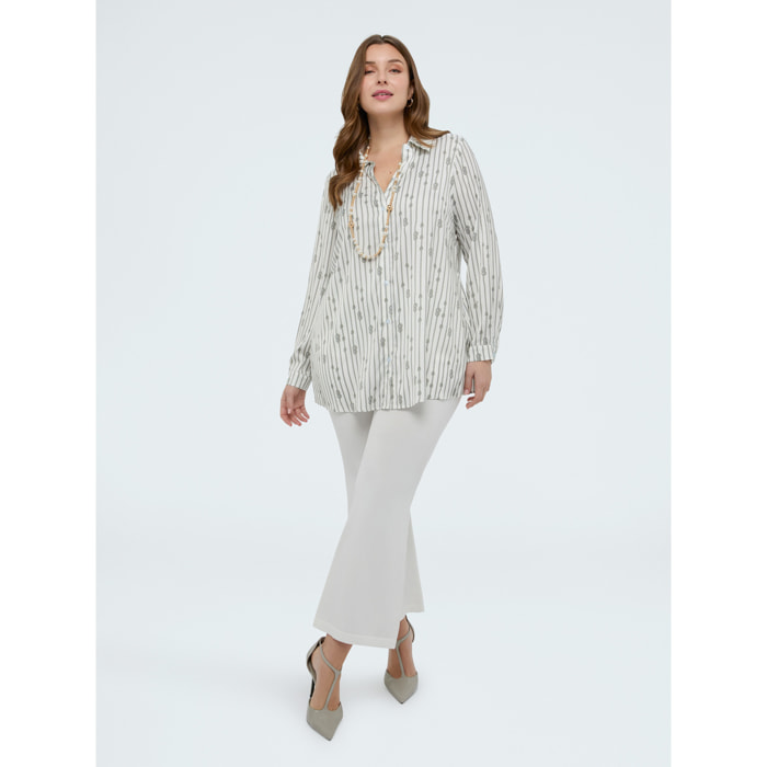 Fiorella Rubino - Camisa estampada a rayas con nudos - Blanco