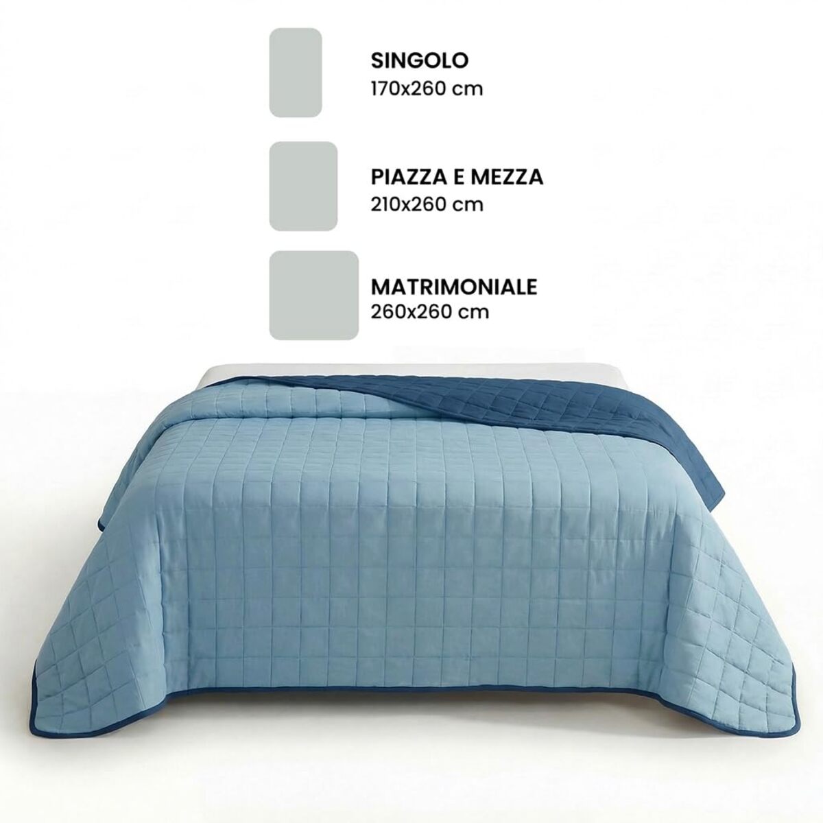 Copriletto matrimoniale estivo leggero double face 260x260 cm, trapunta estiva traspirante e morbida, coperta primaverile elegante e moderna, design reversibile per doppio stile, ideale per stagione calda, resistente e facile da lavare