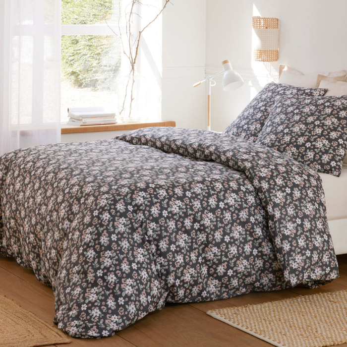 Parure housse de couette imprimé 100% gaze de coton - sakuria