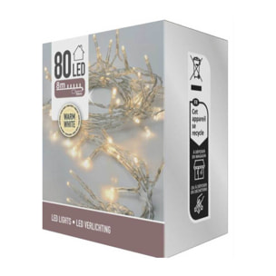 Guirnalda con 80 Luces LED Blanco cálido con cable transparente