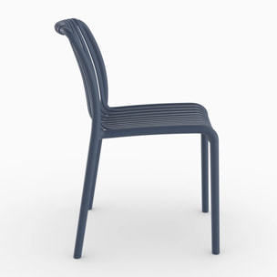 Lot de 2 chaises de jardin empilables en plastique bleu marine - Duli