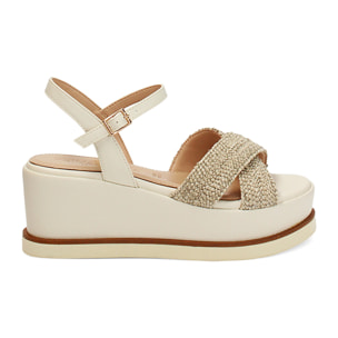 Zeppe beige con tacco 6,6 cm