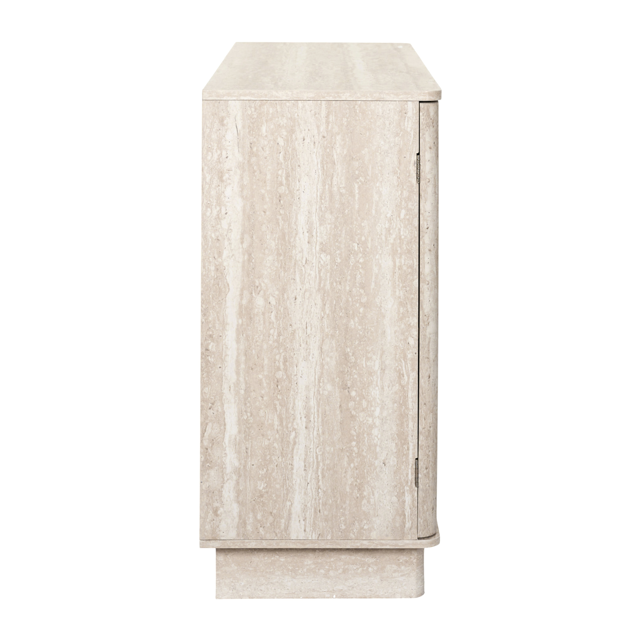 Buffet - HOME DECO FACTORY - Pietra - 3 Portes - Effet Pierre - Blanc et Beige
