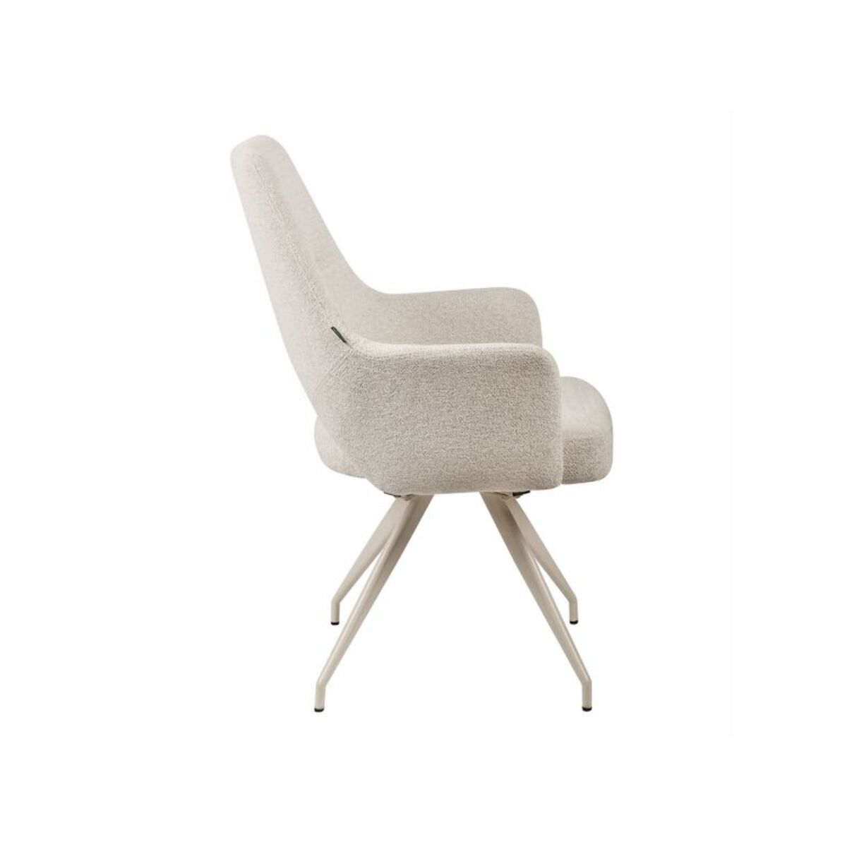 Chaise rotative 180° en tissu doux écru avec pieds en métal - LEVANTE