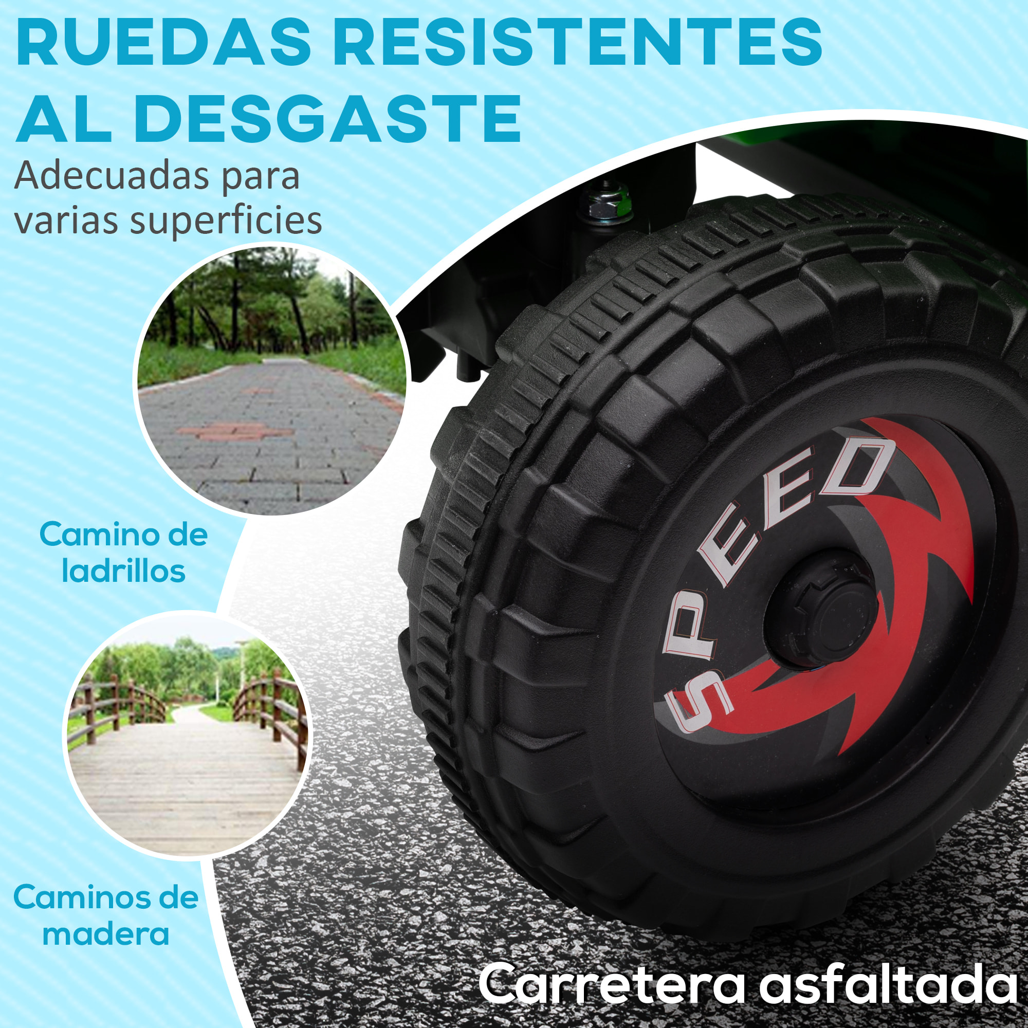 Quad Eléctrico para Niños de 18-36 Meses Vehículo Eléctrico a Batería 6V con Avance y Retroceso Velocidad de 2,5 km/h 70x41,5x48,5 cm Verde