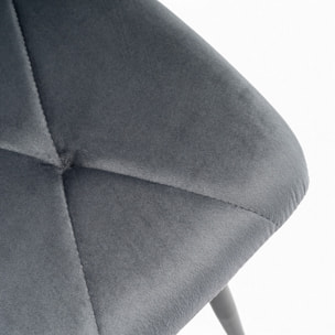 Set di 4 sedie CUENCA in tessuto effetto velluto grigio e gambe nere