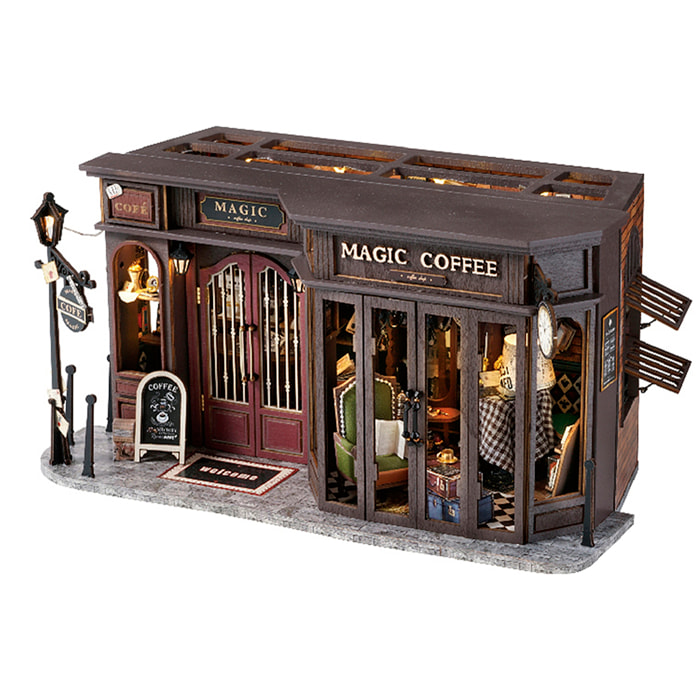 Cafetería Antigua. Maqueta 3D realista con gran detalle y luces led.
