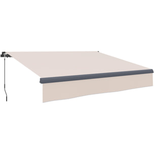 Toldo Manual Retráctil 3x2 m Toldo Exterior Terraza Enrollable Ajustable con Manivela Protección UV50+ Estructura de Aluminio y Metal para Balcón Jardín Crema