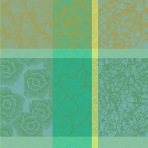 Serviette pur coton motif jacquard vert Mille petales chlorophylle