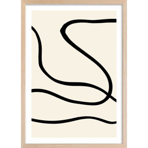 Affiche line art bold III Affiche + cadre en bois - Chêne